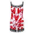 thumbnail image 4 of Xmyrz Valentine's Day Pajama Sets For Women 2 Piece Tank Top Attractive Shorts Set Trendy Print Recreation Lace Classic Loose Heart Sleepwear Pj Outfit Sets, 4 of 5