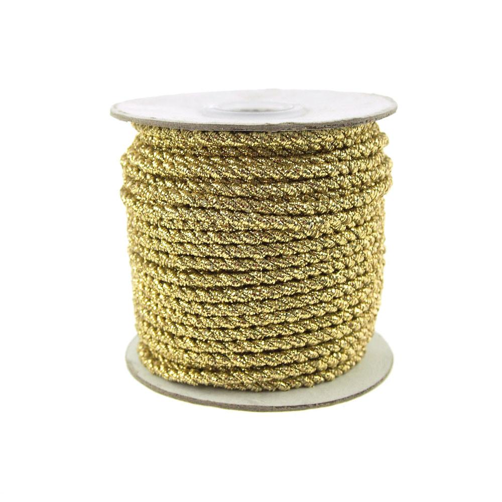 Twisted Cord Rope 2 Ply, 3mm, 25yard, Gold Trim, Gold