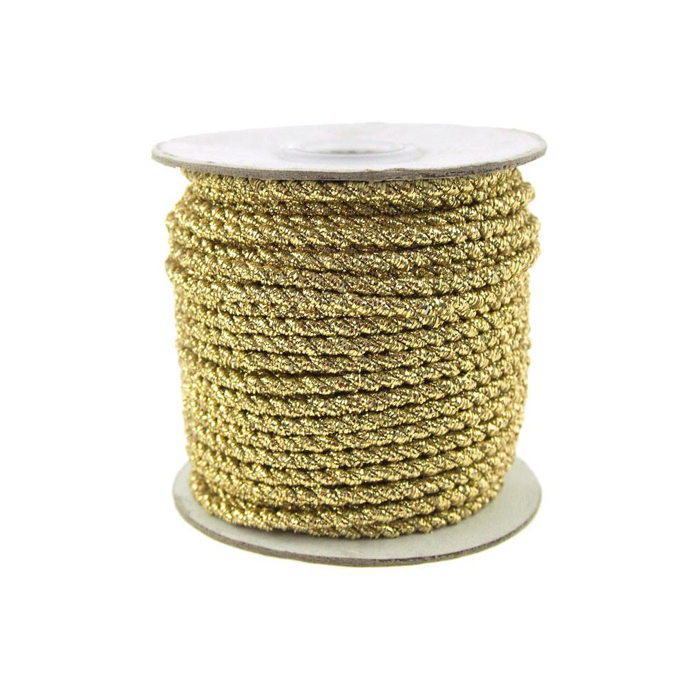 Twisted Cord Rope 2 Ply, 3mm, 25yard, Gold Trim, Gold