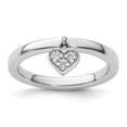 thumbnail image 5 of Auriga Fine Jewelry 925 Sterling Silver Diamond Dangle Heart Ring Size 7for Women, 5 of 6