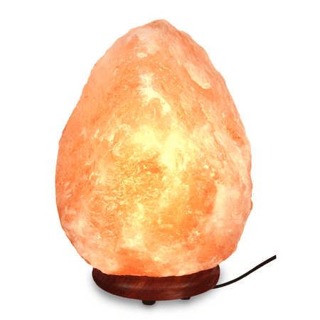 Mineralamp Natural Himalayan Hand Carved Salt Lamp with Indian Rosewood Base, Bulb And Dimmer Control, Medium Size, 8-11 lbs, 7.5-10" Height