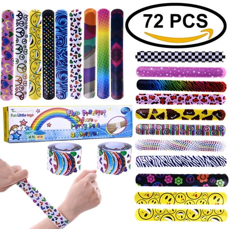 Slap Bracelets Party Favors Pack with Colorful Hearts Animal Emoji ,Party Wrist Strap for Adult Teens Kids,Great Party Prizes for Birthday,Easter Toys