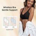 thumbnail image 4 of Smoothing Seamless Full Coverage Bra for Women Wireless Bras with Soft Support Regular and Plus Size Womens No Underwire Deep V Bra Push Up Everyday Bras Black 2XL, 4 of 5