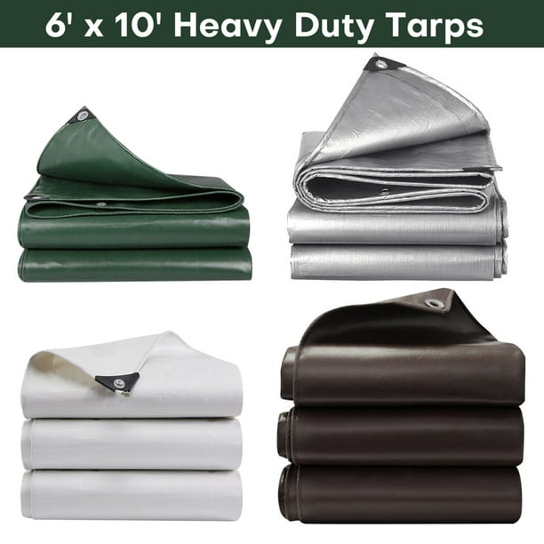 6'x 10' Super Heavy Duty 16 Mil Tarp Extra Thick Waterproof Poly Tarp