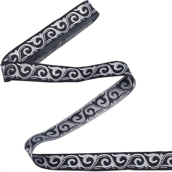 1 pc 7.6 Yards Vintage Jacquard Ribbon 0.79 Inch Wide Embroideried Webbing Woven Lace Edge Fringe Fabric Upholstery Trim for Sewing Clothing Curtain Gift Wrapping Applique Garment Decor Yellow