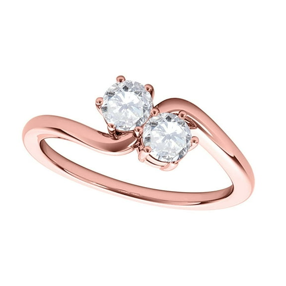 Mauli Jewels Engagement Rings for Women 1 Carat Two Stone Diamond Wedding Engagement Ring in 4 Prong-Setting10k Rose Gold