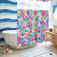 thumbnail image 2 of No Hook Shower Curtain, Summer Bohemia Shower Curtains for Bathroom with See Through Top Window, Watercolor Botanical Flowers Birds Tropical Waterproof & Washable Bath Curtain Stall 48"x72", 2 of 4