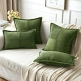 thumbnail image 4 of Moss Green Corduroy Pillow Covers 16x16 Inch with Splicing Set of 2 Super Soft Boho Striped Pillow Covers Broadside Decorative Textured Throw Pillows for Spring Couch Cushion Bed Livingroom, 4 of 12