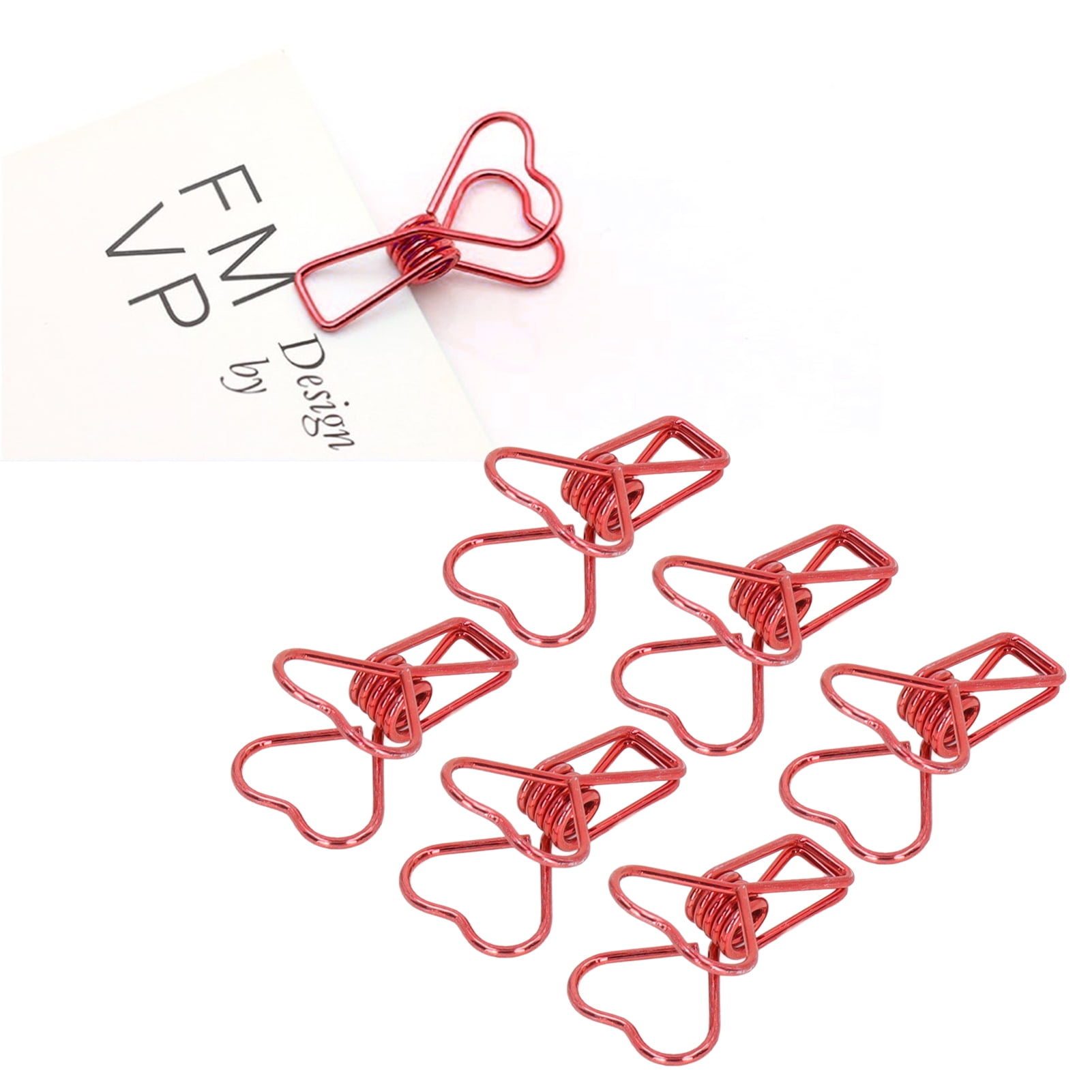 Yajisi 100Pcs Metal Heart Shape Hollow Binder Clips for Office Documents, Certificates, Tickets, Small Paper Clamps, Red