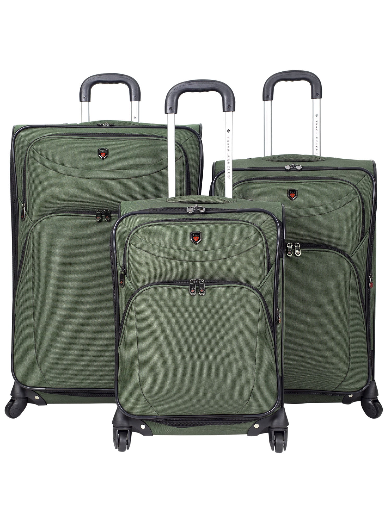 Travelers Club 3piece softside spinner luggage set. 20", 24" and 28