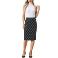 thumbnail image 2 of INSPIRE CHIC Midi Plaid Skirts for Women High Waisted Knee Length 2025 Casual Bodycon Pencil Skirts S Black, 2 of 6