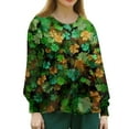 thumbnail image 3 of yuCgh Women's St. Patrick's Day Printed Long Sleeve Single Breasted Top, Casual Work Uniform, Nursing Shirt for Women,Green XL, 3 of 4
