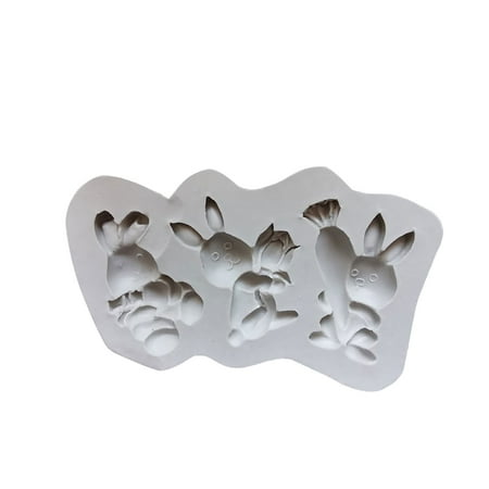 

wendunide kitchen gadgets Easter Rabbit Bunny Silicone Fondant Mold Chocolate Cake Ice Mould Tray Grey
