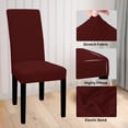 thumbnail image 4 of Juego de 4 fundas para sillas de comedor, fáciles de llevar, impermeables, elásticas, color vino, 4 of 7