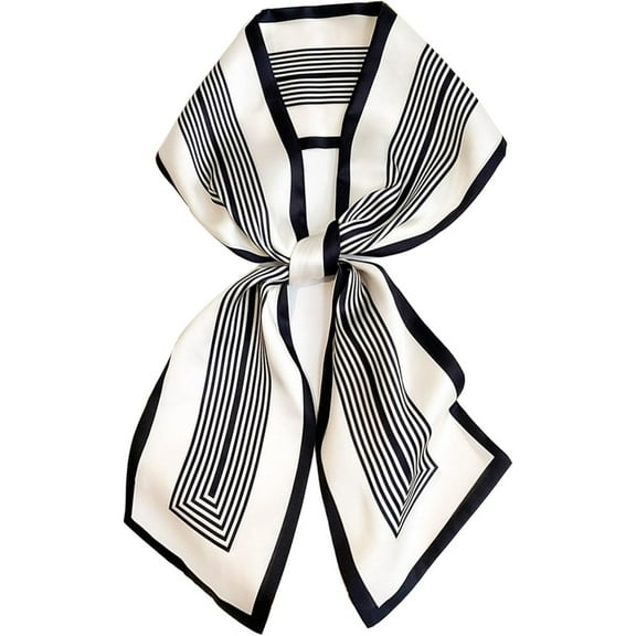 CAILDANL Silk Neck Scarf Printed Scarves Head Women'S Fashion Oblique Angle Satin Scarfs For Bag Hair 59” X 5.9”