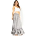 thumbnail image 4 of Sakkas Ivy Second Women's Maxi Boho Elastic Waist Embroidered A Line Long Skirt - Grey - One Size, 4 of 5