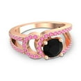 thumbnail image 3 of 2.50 Carat Round Cut Black Onyx & Pink Sapphire Gemstone Stylish Bridal Ring for Ladies Solid 18K Rose Gold Size 11 by Diamond-Capitals, 3 of 8