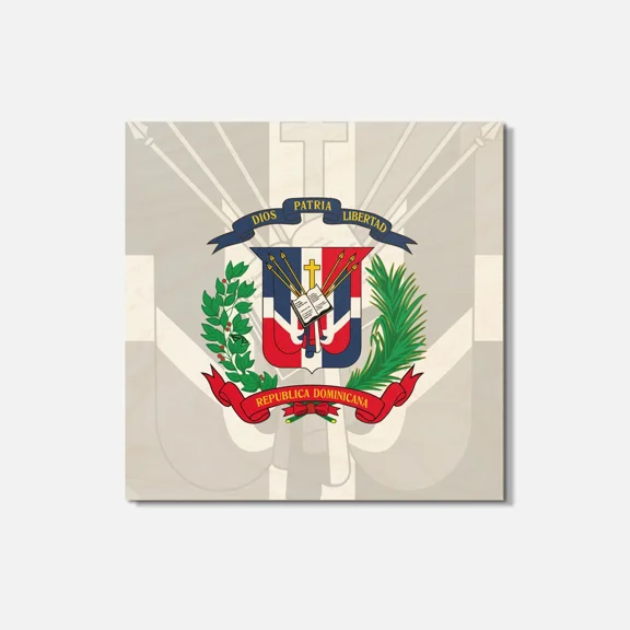 Dominican Republic Coat Of Arms 4'' X 4'' Square Wooden Coaster