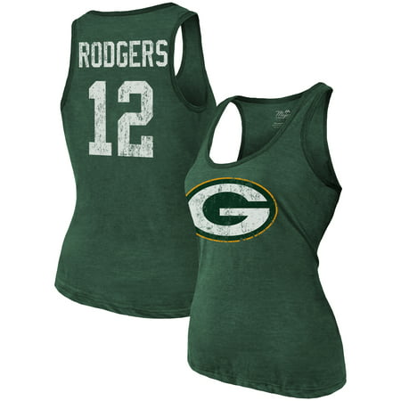 Aaron Rodgers Green Bay Packers Majestic Threads Women's Player Name & Number Tri-Blend Tank Top -