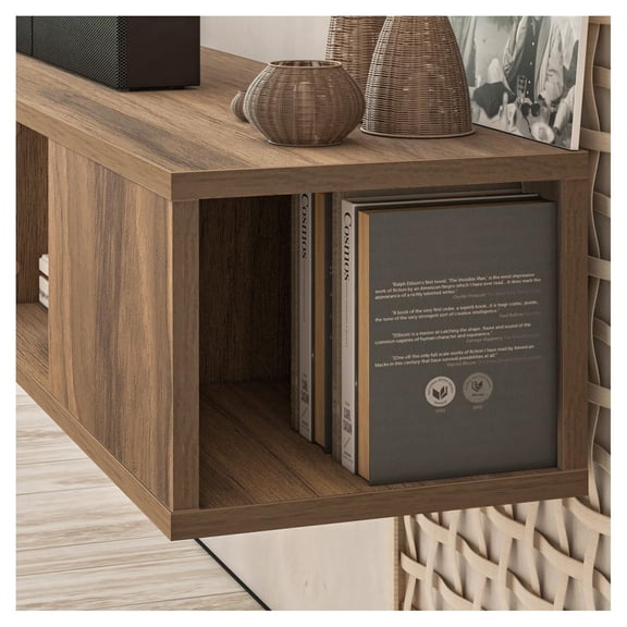 Antique Ambiance Modern Floating TV Stand 70 inch, Wall Mounted Entertainment Center, Modern TV Stand, Living Room TV Stand for 75  inch TV- Color:Walnut