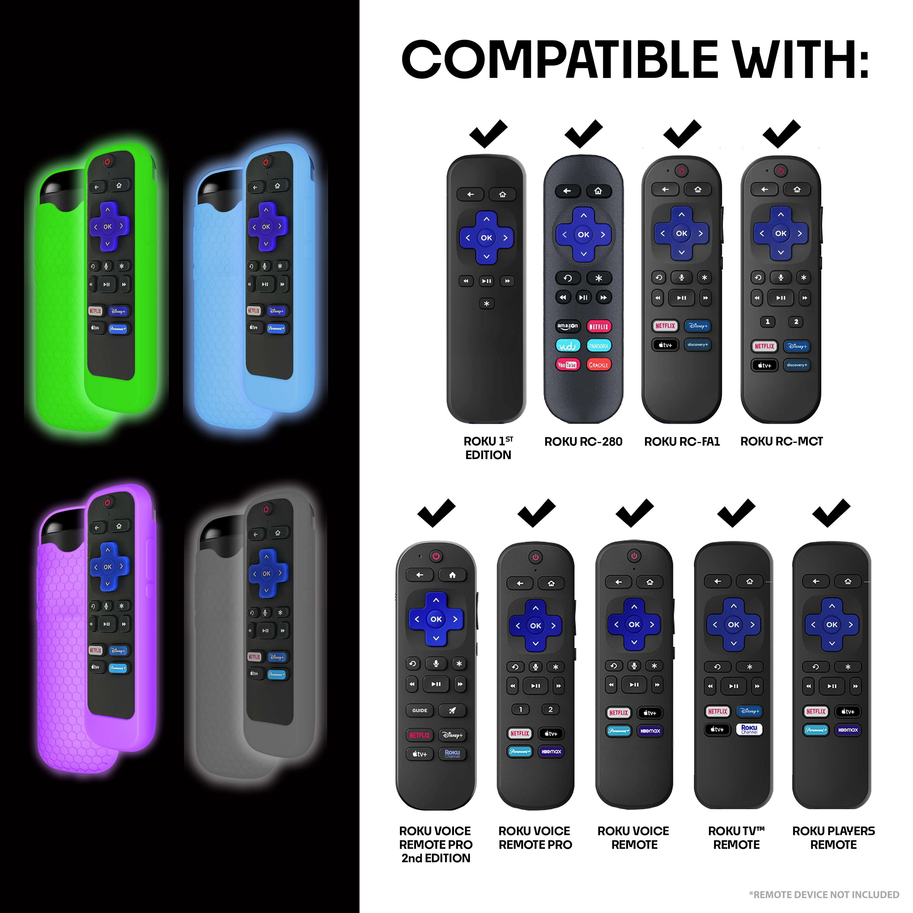 CoreAudio Roku Remote Silicone Sleeve Glow Green, 1 Piece
