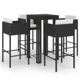 thumbnail image 4 of vidaXL Patio Bar Set Outdoor Bistro Set Bar Stool Bistro Table Poly Rattan, 4 of 6