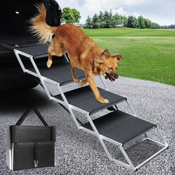 Rampa para perros DGSL de aluminio plegable de 4 escalones, 113 kg