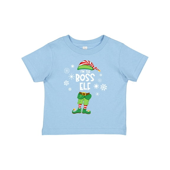 Inktastic Funny Christmas I'm the Boss Elf with Shoes and Hat Boys or Girls Toddler T-Shirt