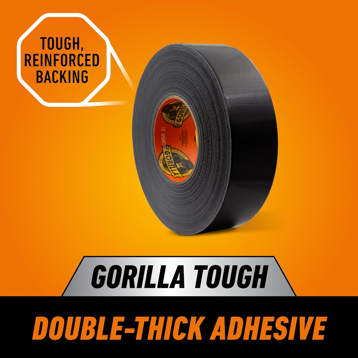 Duct Tape, Black Tape, 1.88" x 50 yd (Pack of 1) - Heavy Duty and Weather Resistant for Indoor or Outdoor
