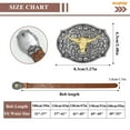 thumbnail image 6 of WHIPPY Western Belt for Men Women Embossed Leather Belts for Jeans Cowboy Cowgirl Belt with Bull Buckle, 6 of 6