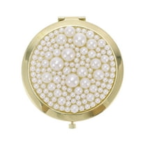 Unique Bargains 1 Pc Women Round Double-sided Makeup Mirror Gold Tone