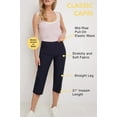 thumbnail image 4 of Rekkuna Women's Comfort Stretch Pull-On Straight Leg Capri Pant with Buttons at the Waist (14, Navy), 4 of 5