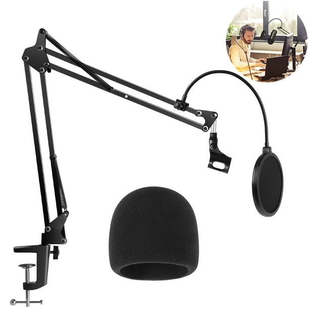 Microphone Stand For Blue Yeti And Blue Yeti Pro With Mic Windscreen And Double Layered Screen Pop Filter Heavy Duty Boom Scissor Arm Stands Broadcasting And Recording Blue Yeti Windscreen Walmart Com