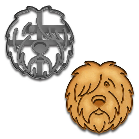 Old English Sheepdog Head Cookie Cutter & Stamp - 4x3.74", Cute Fluffy Breed Design for Dog Treats (Random Color)