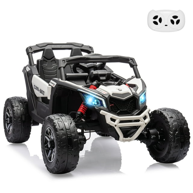 BeesClover Kids Ride On Car, Licensed Can-Am 12V Ride On UTV w/Dual Motors, Remote Control & All-Terrain Tires, LED Lights & Spring Suspension, Outdoor Electric Toys for Boys Girls