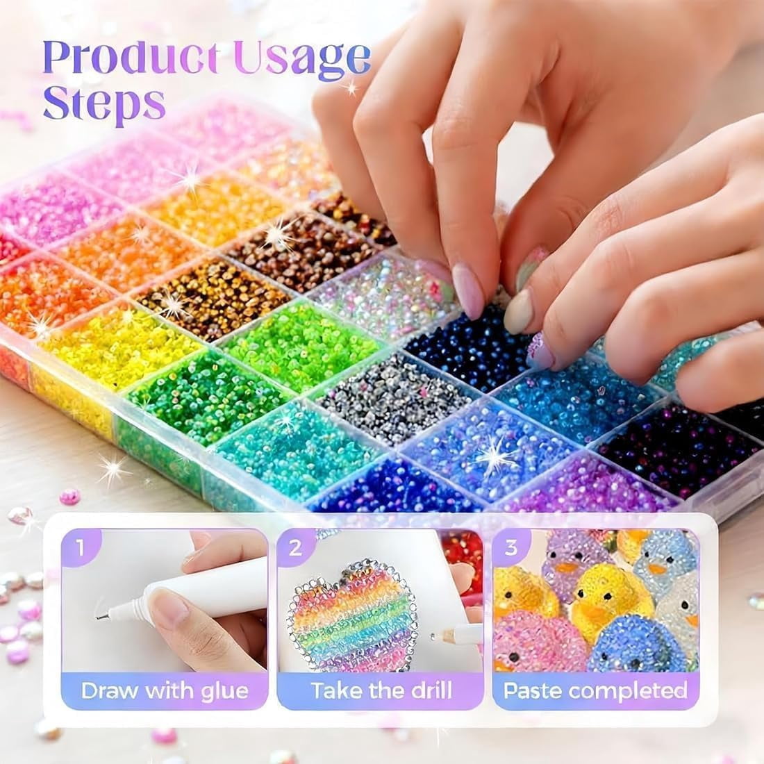Premium Resin Jelly Rhinestones for Bedazzling, DIY Rhinestone Kit with 3mm Flatback Gems and Glue, Colorful Bedazzler Kit for Crafts Nail Art Diamond Painting Books Decor