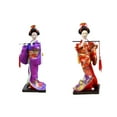 thumbnail image 1 of Muñeca Geisha Japonesa de Kimono de 27 cm, 2 Piezas, Escultura Artesanal de Estilo Nacional Flauta Roja Púrpura, 1 of 9