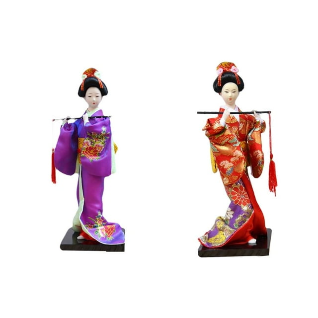 Muñeca Kimono Japonés perfecl Geisha 11 Pulgadas decoración Roja púrpura