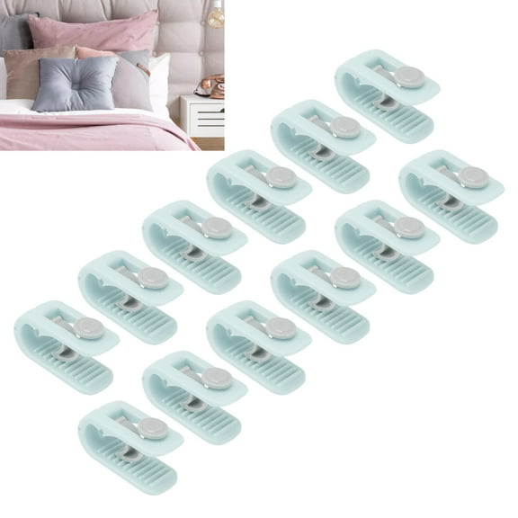 Riousery 12-Pack Bed Sheet Clips, Needleless Safe Quilt Cover Fastener with 180° Closure - Anti-Slip Green Bedding Holders