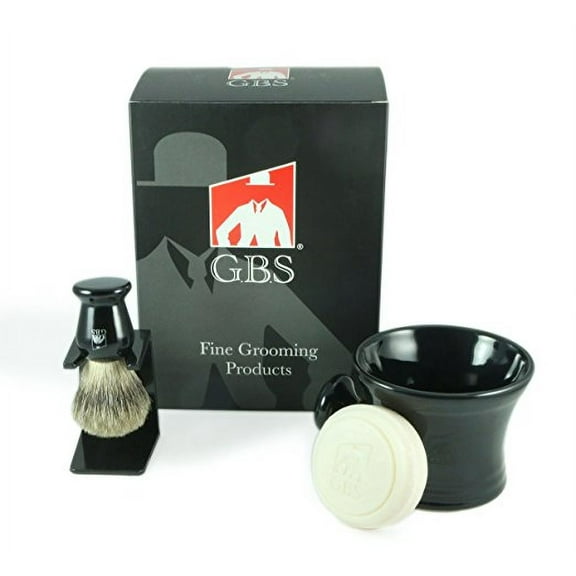Men's Grooming Set - Comes with Gift Box - Black Shaving Mug with Knob Handle...