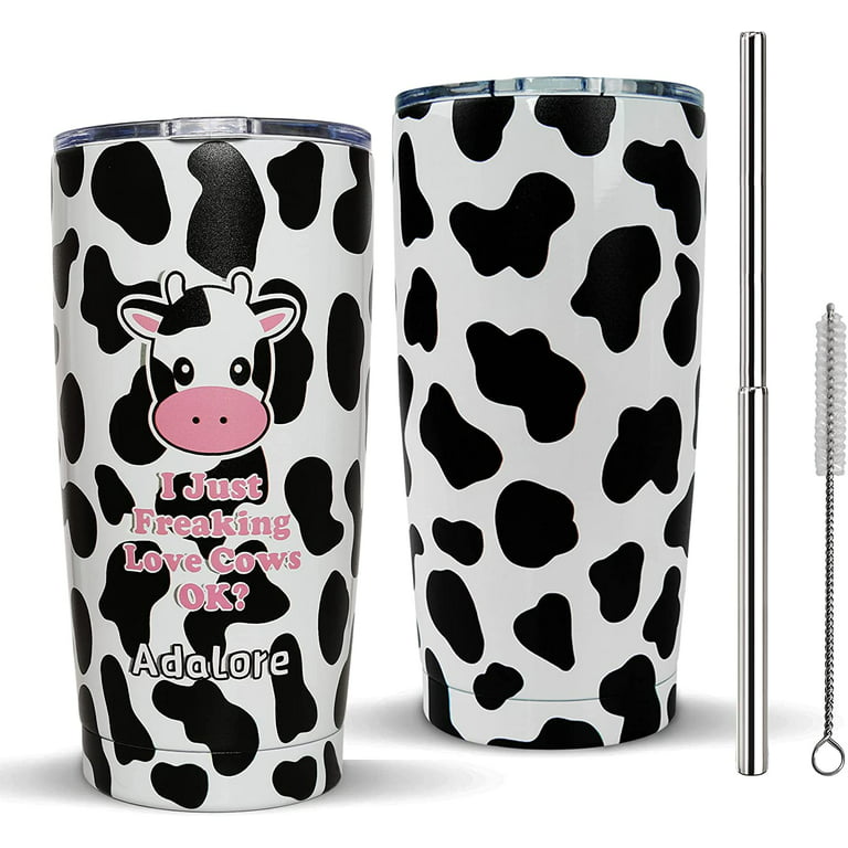 Cow Print Tumbler with Lid and Straw Stainless Steel, Vacuum Insulated 20  Oz Cow Tumbler - Cow Gifts for Cow Lovers 