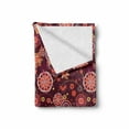 thumbnail image 2 of Floral Soft Flannel Fleece Throw Blanket, Vintage Rich Foliage Pattern Ornamental Spring Flowers and Circles, Cozy Plush for Indoor and Outdoor Use, 70" x 90", Orange Maroon and Yellow, by Ambesonne, 2 of 6