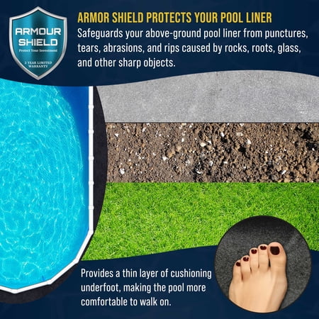 U.S. Pool Supply Armour Shield 18-Foot x 34-Foot Oval Heavy Duty Pool Liner Pad for Above Ground Swimming Pools - Protects Pool Liner, Prevents Punctures, Weed Barrier, Eco-Friendly Extends Liner Life
