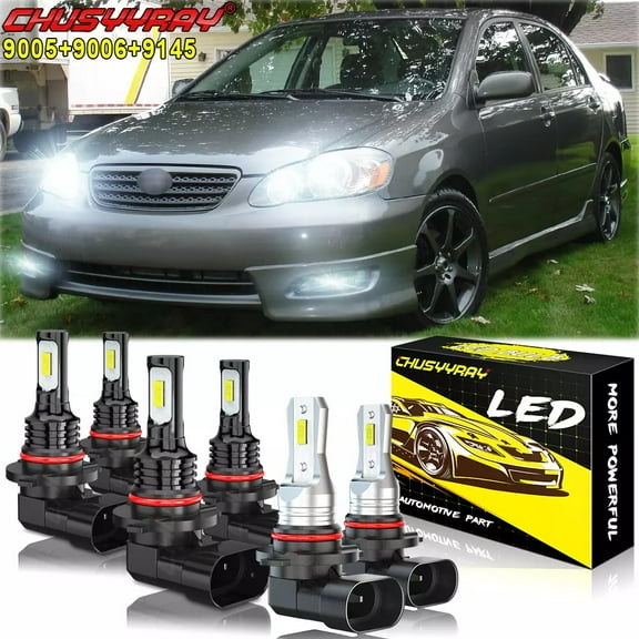 For Toyota Corolla 2005 2006 2007 2008 LED Headlight High Low Beam Fog Light Bulbs Kit 6000K White 6x
