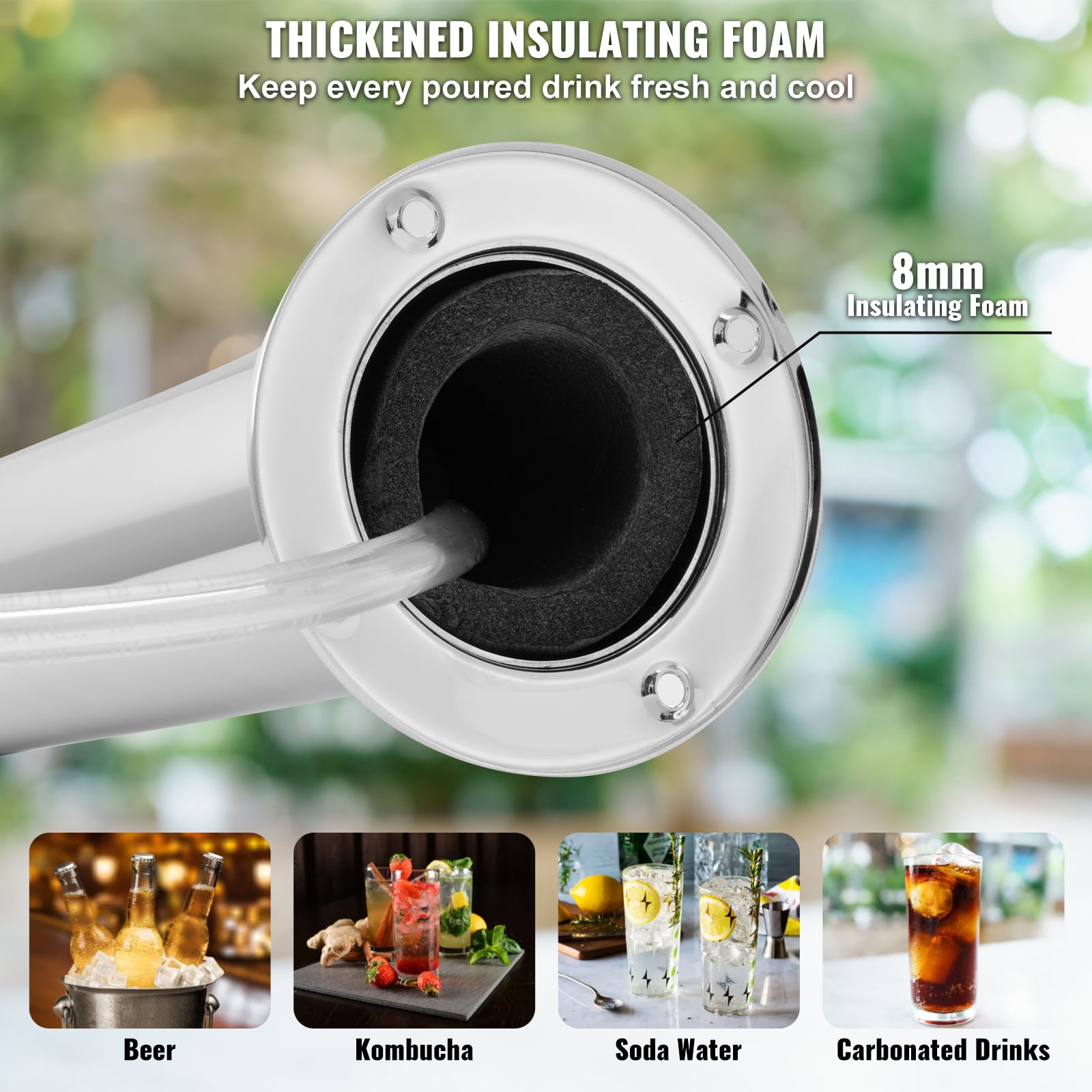 KFFKFF Kegerator Tower Set, Two-Tap Beverage Modification System, Metallic Keg Beverage Tower Distributor with Dual Indicator CGA320 Controller & D-System Keg Connector, Auto-Shut Spring