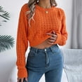 thumbnail image 4 of DHFJKG Sweaters For Women Cropped Top Knitted Hollow Out Long Sleeve Pullover Crop Sweater Autumn Winter Versatile Jumper Tops, 4 of 8