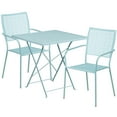 thumbnail image 3 of BizChair Commercial Grade 28" Square Sky Blue Indoor-Outdoor Steel Folding Patio Table Set with 2 Square Back Chairs, 3 of 5