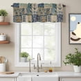 thumbnail image 2 of Summer Nautical Valance Curtain for Windows Blue Starfish Shells Anchor Boat Patchwork Linen Rod Pocket Curtain Valances Short Window Treatments for Kitchen Bathroom Laundry Basement 42 x 18 Inch, 2 of 9