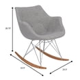 thumbnail image 2 of Modern Upholstered Rocking Chair – Small Accent Chair for Nursery, Kids, or Living Room | Nursing Chair with Curved Back & Wood Rocker Legs, Grey, 2 of 7