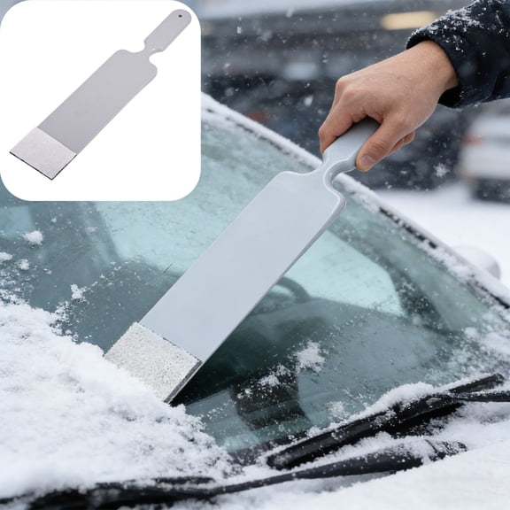 EazyTech Long Handle Gray Plastic Car Squeegee Scraper for Window Replaceable Pad Tint Installation and Winter Snow Ice Removal Tool for Windshield and Tight Spots​